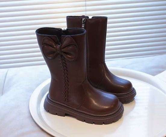 zimowe buty dla dziewczynki na zamek wysokie ciepłe brązowe