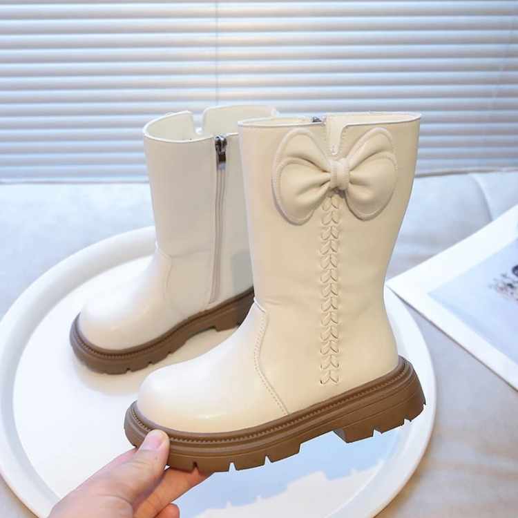 zimowe buty dla dziewczynki na zamek wysokie ciepłe jasny beż