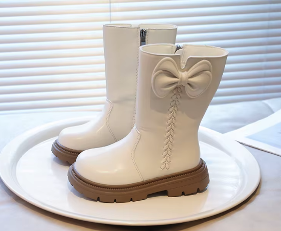 zimowe buty dla dziewczynki na zamek wysokie ciepłe jasny beż
