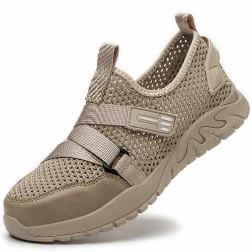 Męskie buty na sezon letni roboczo ochronne z blachą rozmiar 36-46 khaki wsuwane z siatki na rzep